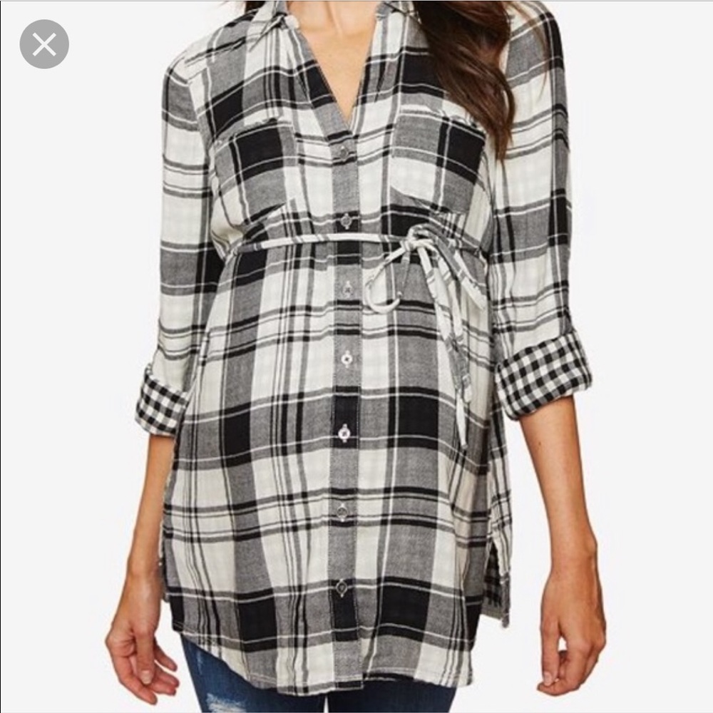 Motherhood Maternity Black & White Flannel - XL